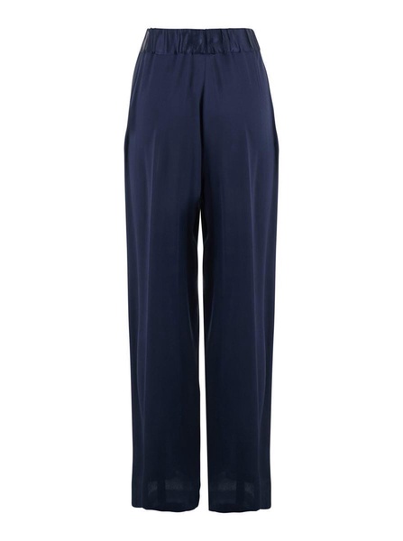 'Jhonny' Blu Pants With Pleated Details And Elastic Waist In Silk Blend Woman