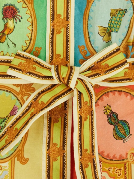 'La Musica' Multicolor Dress With All-Over Graphic Print In Linen Woman