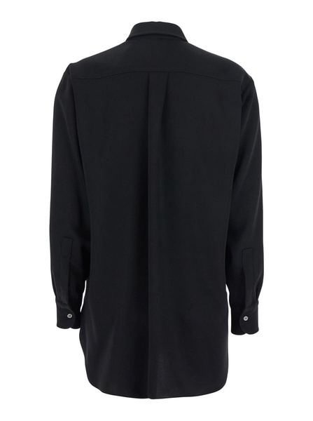 Black Shirt With Classic Collar In Tech Fabric Woman