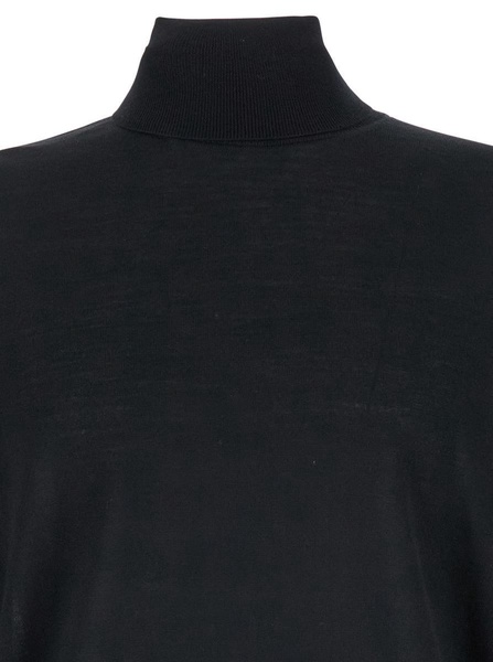 Black Turtleneck With Long Sleeves In Wool Man