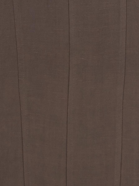'Monsen' Brown Long Dress With Crew Neck Hidden Back Closure In Viscose And Linen Blend Woman