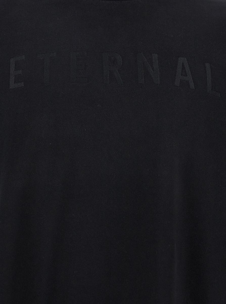 'Eternal' Black Crewneck T-Shirt With Tonal Embroidery On The Front And Logo Patch On The Rear In Cotton Man
