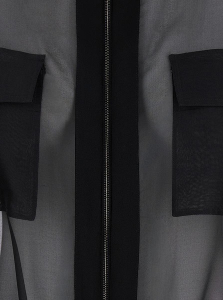 'Zaffiro' Black Jacket With Puffed Sleeves And Drawstring Waist In Silk Woman