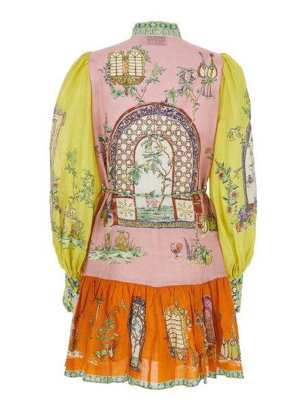 'Monte' Multicolor Dress With Color Block Inserts And Graphic Print In Ramia Woman