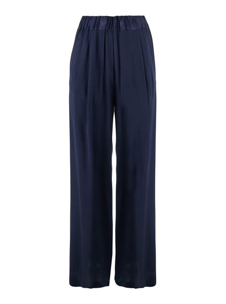 'Jhonny' Blu Pants With Pleated Details And Elastic Waist In Silk Blend Woman