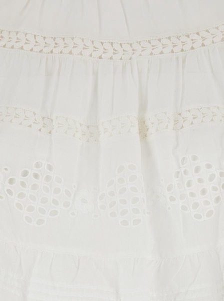 'Dilama' White Top With Round Neck And Broderie Anglaise In Cotton Woman