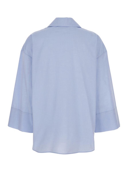 'Alighieri' Blue Shirt With V Neck And Wide Sleeves In Cotton Woman