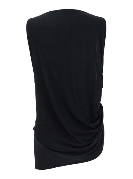 'Le Haut Peplo' Black Top With Square Neck And Cut-Out On The Side In Viscose Blend Woman