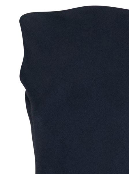 'Mara' Blue Long Dress With Boat Neckline And Side Slit In Viscose Blend Woman