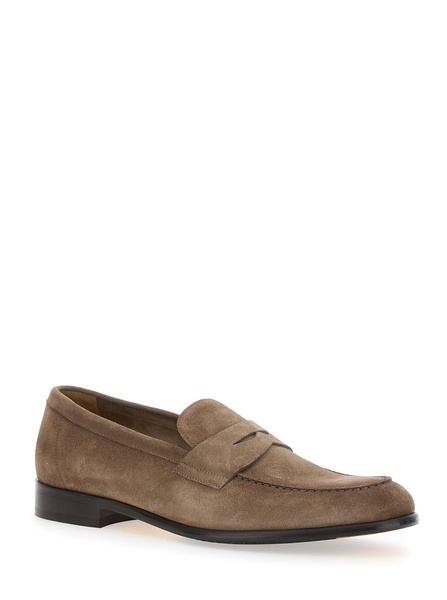 'Standford' Beige Slip-On Loafers In Leather Man