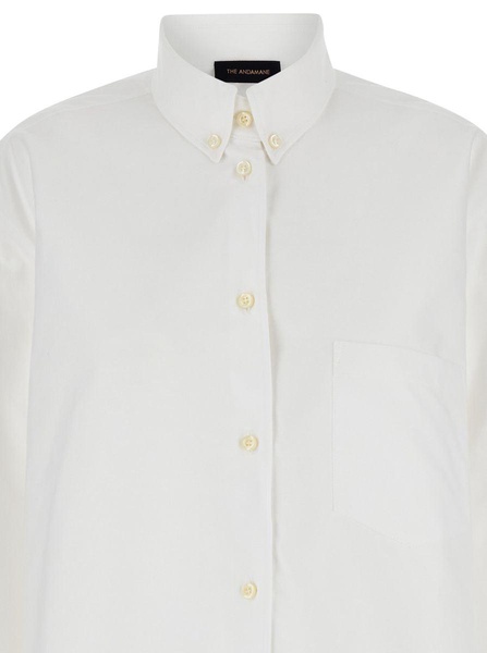 White Shirt With Buttons In Cotton Blend Woman