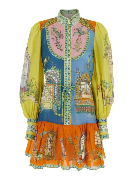 'Monte' Multicolor Dress With Color Block Inserts And Graphic Print In Ramia Woman