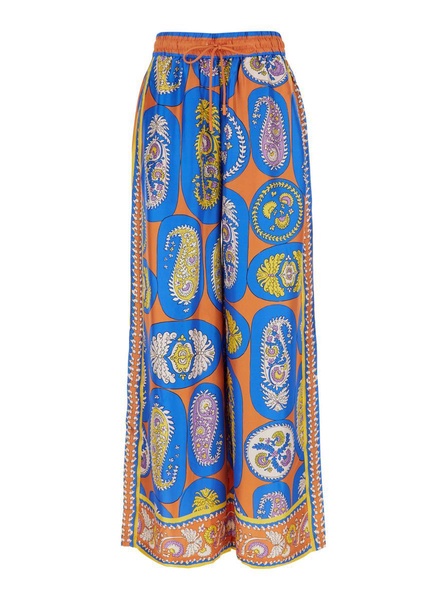 'Luis' Multicolor Pants With All-Over Graphic Print In Silk Woman