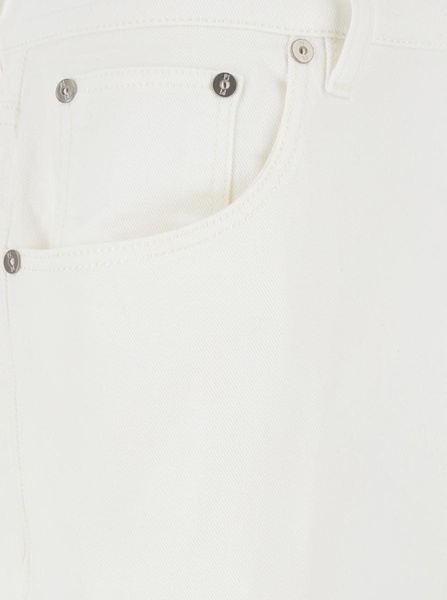White Five Pocket Jeans With Logo Patch On The Back In Cotton Man