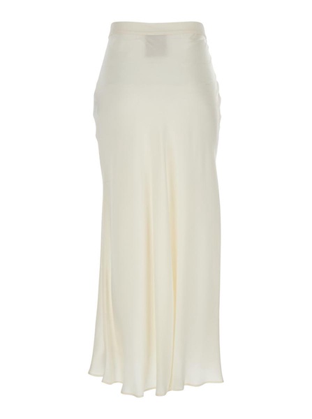 'Ambra' White Skirt With Wrap Design In Silk Blend Woman