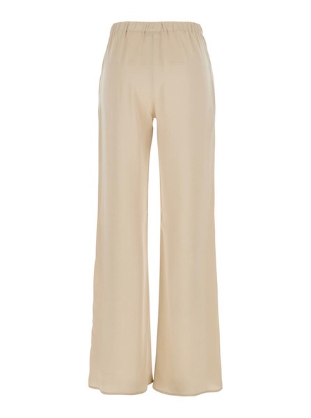 'Rapolano' Beige Pants With Elastic Waist And Wide Leg In Silk Blend Woman