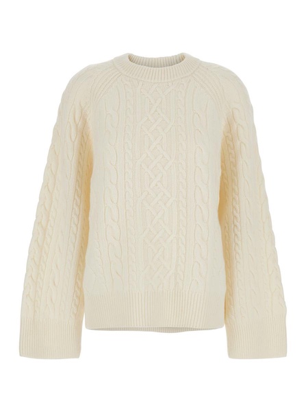 'Klarina Ann' White Crewneck Sweater In Wool Woman
