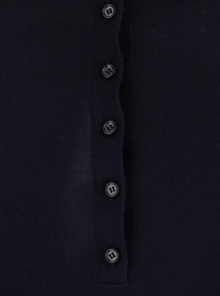 Black Polo Style Sweater With Classic Collar In Wool Woman