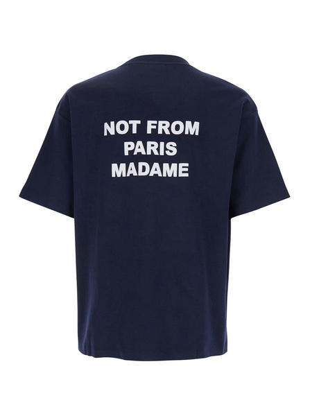 Blue Crewneck T-Shirt With Slogan Print On The Front And Back In Cotton Man