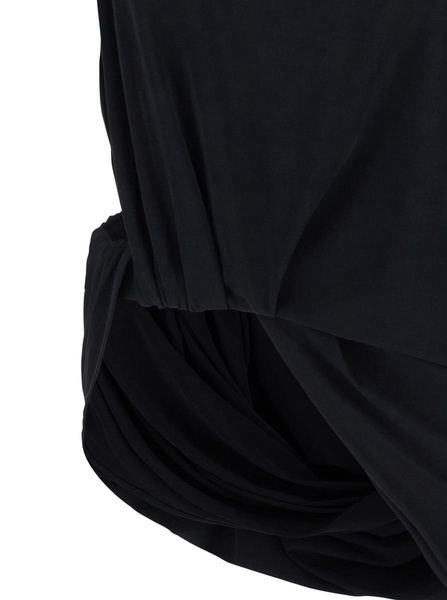'Le Haut Peplo' Black Top With Square Neck And Cut-Out On The Side In Viscose Blend Woman