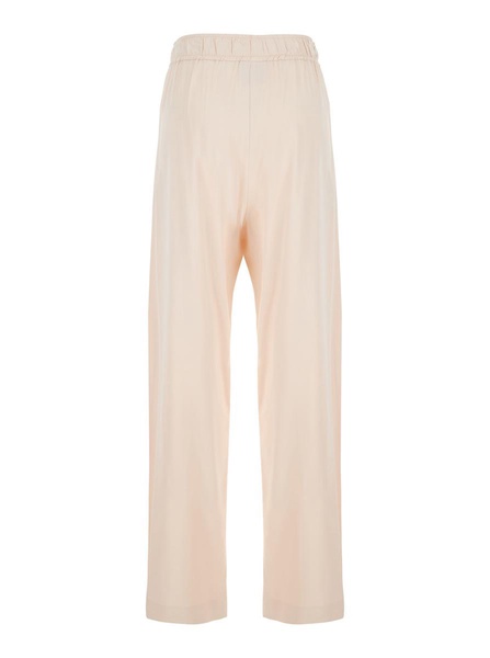 Pink Pants With Elastic Waist And Pences In Viscose Blend Woman