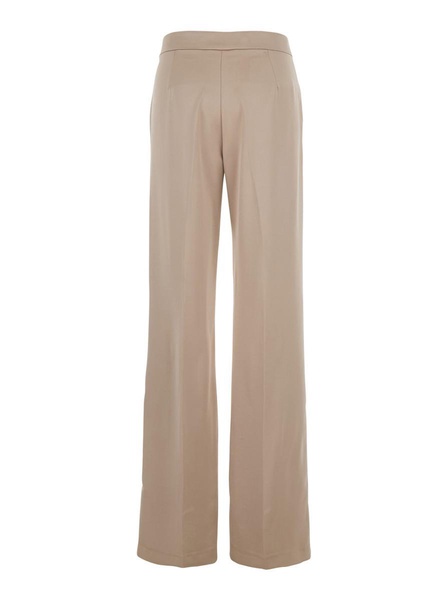 Beige Pants With Pences On The Front In Tech Fabric Woman