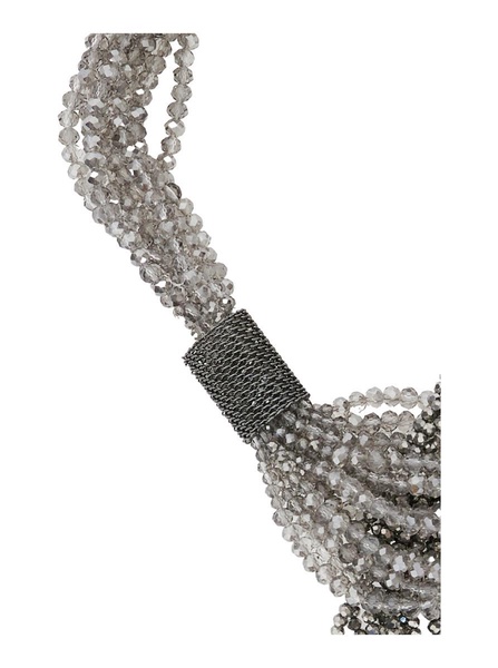 'Ismaele' Grey Necklace With All-Over Metallic Beads In Brass Woman