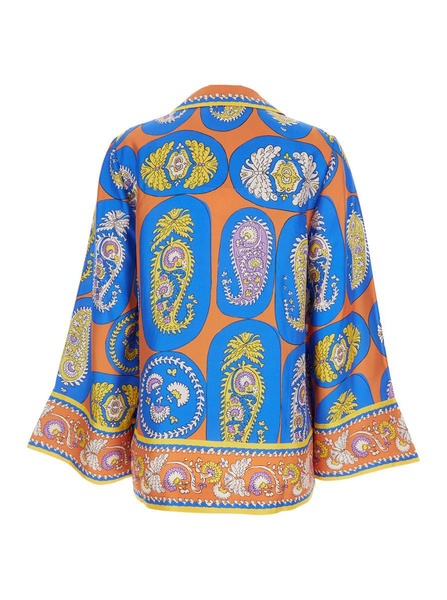 'Luis' Multicolor Shirt With All-Over Printed Motif In Silk Woman