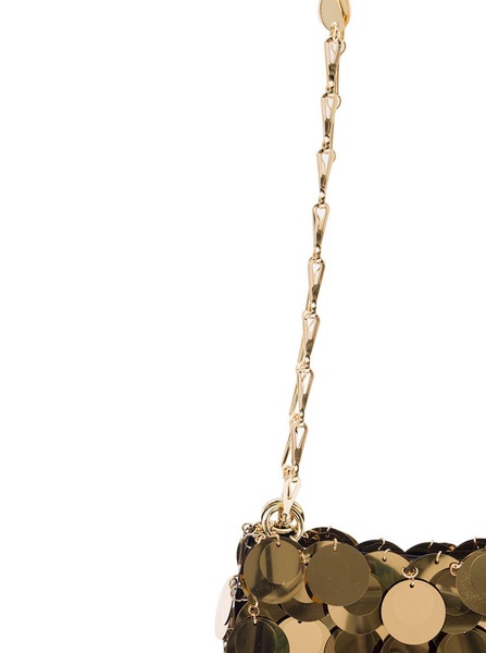 'Sparkle Nano' Gold Tone Shoulder Bag With Macro Sequins In Metal Woman