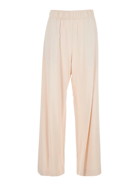 Pink Pants With Elastic Waist And Pences In Viscose Blend Woman