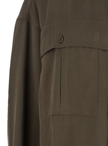 'Vania' Brown Shirt With Classic Collar In Viscose Woman