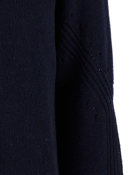 Blue High Neck Sweater In Cashmere Blend Woman