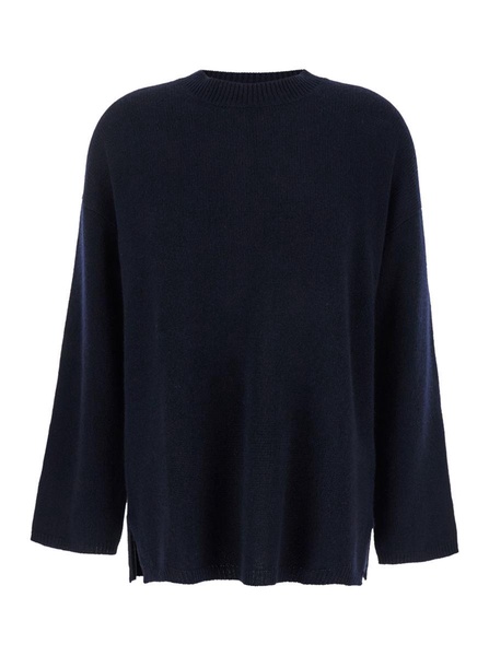 Blue Relaxed Crewneck Sweater In Cashmere Woman