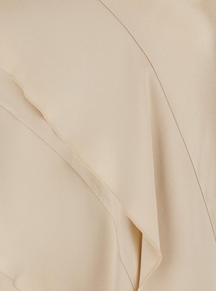 'Viterbo' Beige Crewneck Top With Front Asymmetric Ruffle In Satin Woman