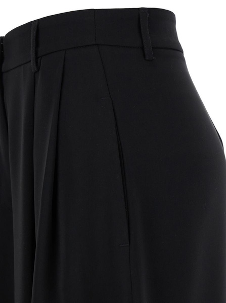 Black Wide Pants With Pences In Fabric Woman