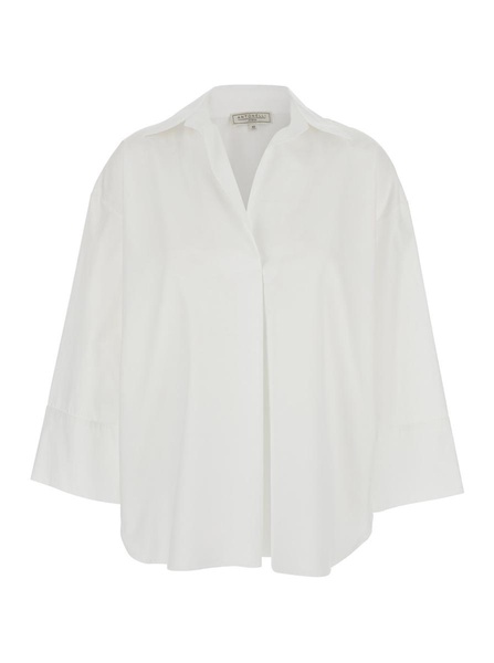 'Alighieri' White Shirt With V Neck And Wide Sleeves In Cotton Woman