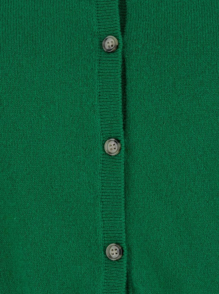 Green Cropped Cardigan With Round Neck In Cotton And Cashmere Blend Woman