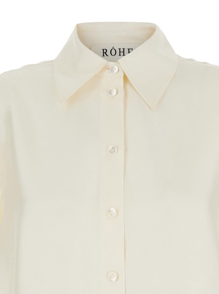 White Shirt With Bell Sleeves And Rear Cut-Out In Silk Woman