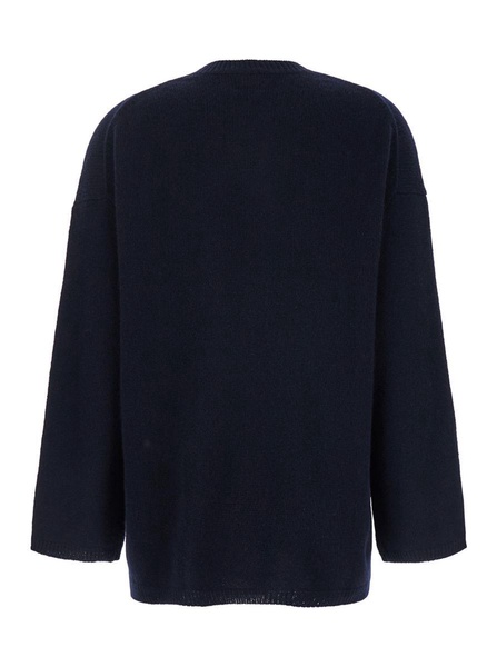 Blue Relaxed Crewneck Sweater In Cashmere Woman
