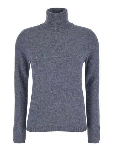 Grey Turtleneck In Cashmere Woman
