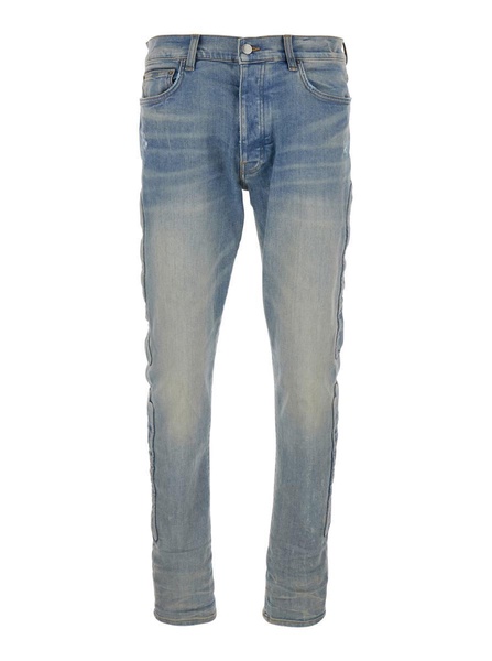 '3D Bones' Light Blue Jeans with 3D Detail on the Side and Logo Lettering on the Rear in Denim Man