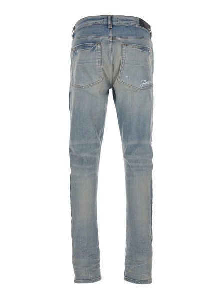 '3D Bones' Light Blue Jeans with 3D Detail on the Side and Logo Lettering on the Rear in Denim Man