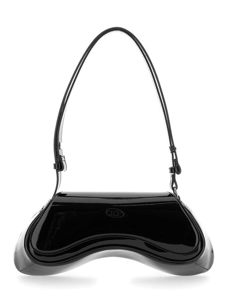 'Play' Black Shoulder Bag With Oval D Logo Detail On The Front In Ecoleather Woman