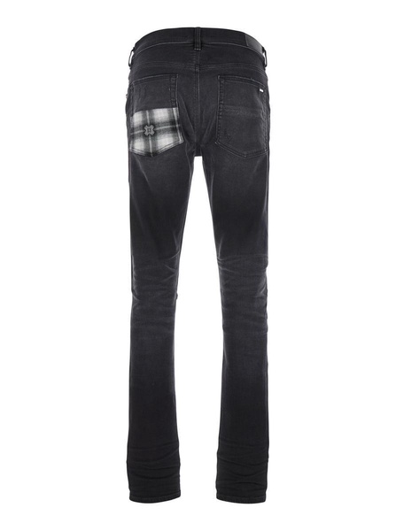 'Ma Quad Plais Mx1' Black Jeans With Ripped Details On The Front And Decorative Patches In Denim Man