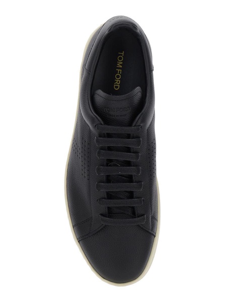 Tom Ford 'Warwick' Black Sneaker With Perforated T Detail On The Side In Leather Man