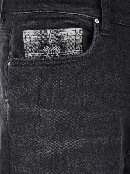 'Ma Quad Plais Mx1' Black Jeans With Ripped Details On The Front And Decorative Patches In Denim Man
