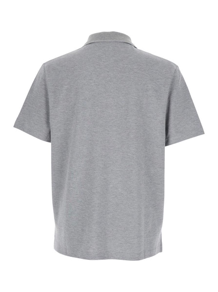 Grey Polo Shirt With Embroidered Logo On The Front In Cotton Man