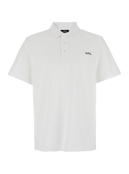 White Polo Shirt With Classic Collar And Logo Embroidery On The Front In Cotton Man