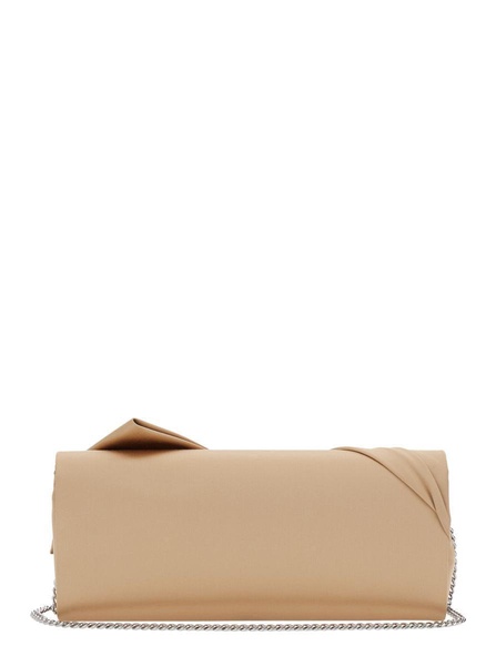 Beige Clutch Bag With Geometric Inserts Design In Silk And Viscose Blend Woman