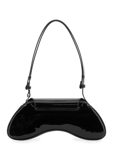 'Play' Black Shoulder Bag With Oval D Logo Detail On The Front In Ecoleather Woman